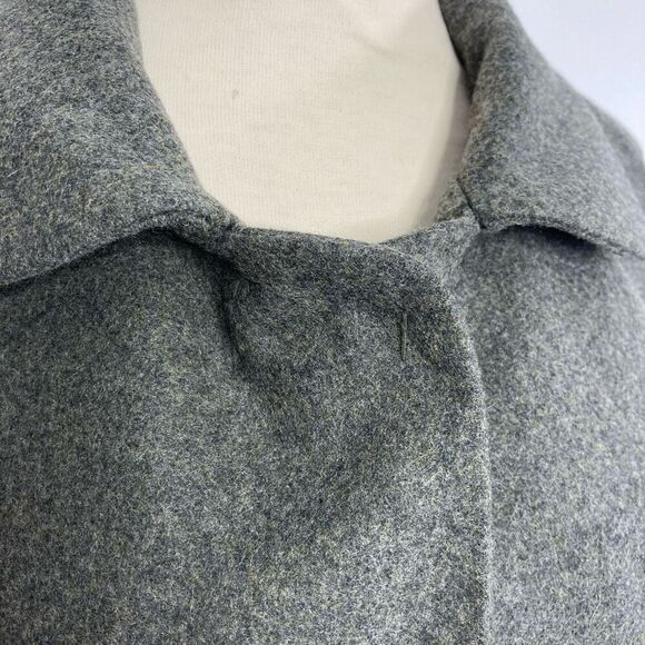 Poleci 4 Gray Wool Blend Long Dress Coat Y2K Minimalist Chic Professional Boss - Picture 10 of 11